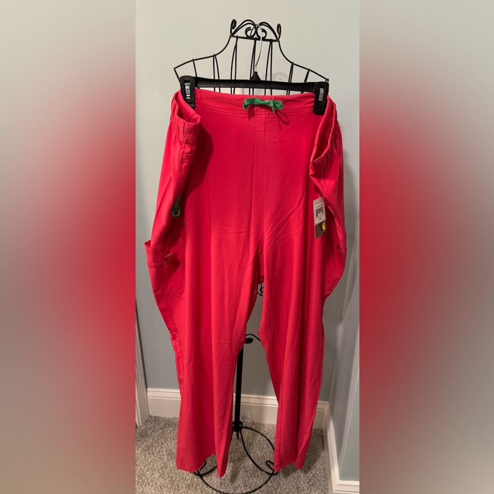 Carhartt Women Ladies Azalea Hot Pink Cargo Scrub Pants Bottoms 3X Petite 3XL